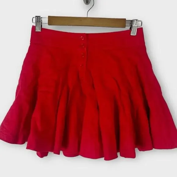 J. Crew Button Up Mini Skirt in Linen Vintage Red Size 0 BY898 New - Picture 4 of 6